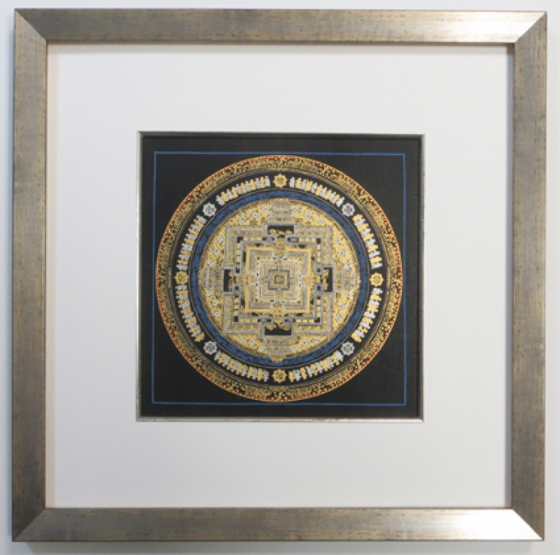 Kalachakra Mandala  Nepal silber gold Galerie Wehr rahmen