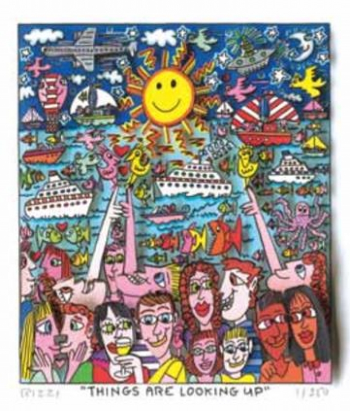 James Rizzi - RIZZI10275 "THINGS ARE LOOKING UP" 14 x 12 cm