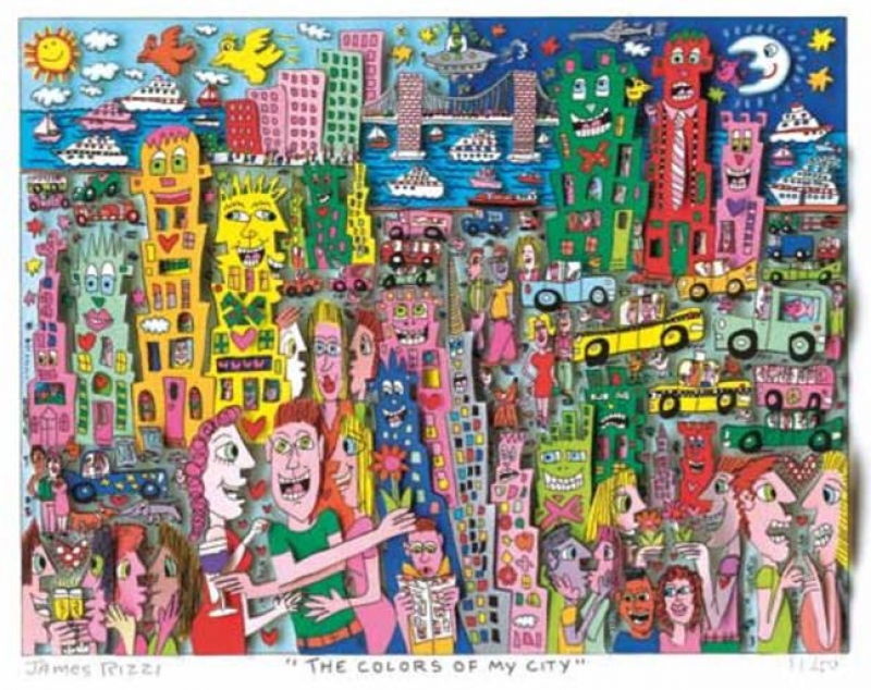 James Rizzi - James Rizzi RIZZI10278 "THE COLORS OF MY CITY" 28,5 x 36,5 cm