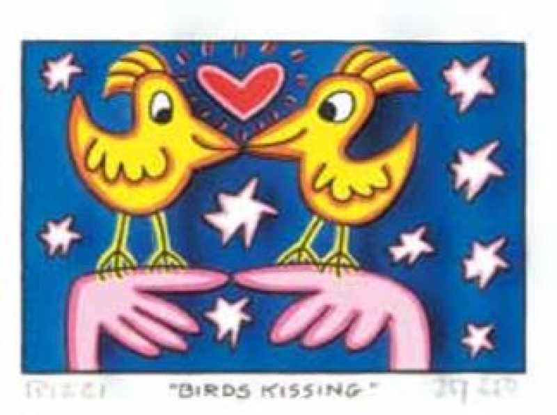 James Rizzi - James Rizzi RIZZI10262 "BIRDS KISSING" 5,1 x 7,7 cm